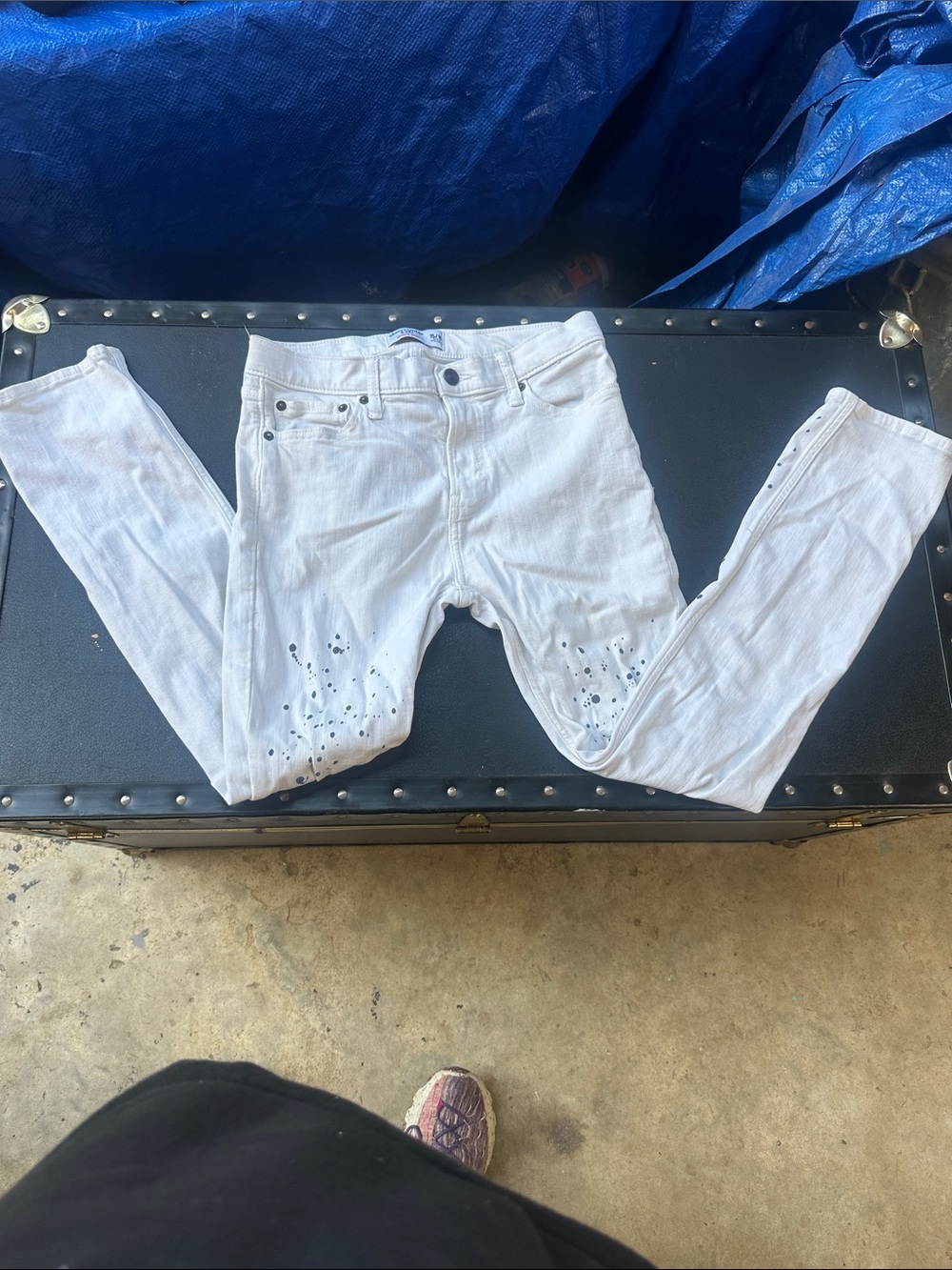 abercrombie kids White Skinny Jeans with Paint-Splatter Detail